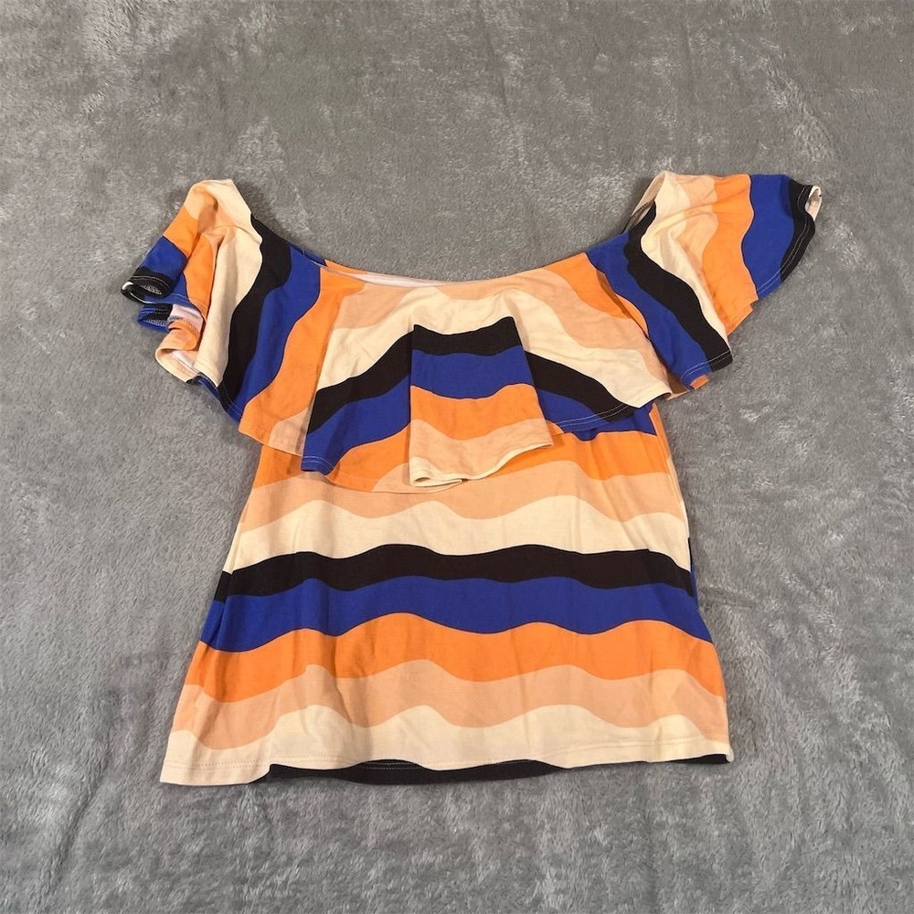 Fighting Eel Blouse Women's Small Top Off-Shoulder Striped Multicolor Casual